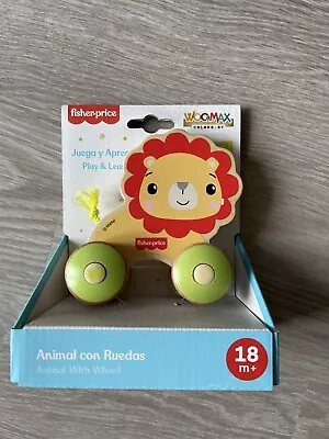 Buy *NEW* Fisher Price Toy Animal With Wheel, Wooden • 8.99£