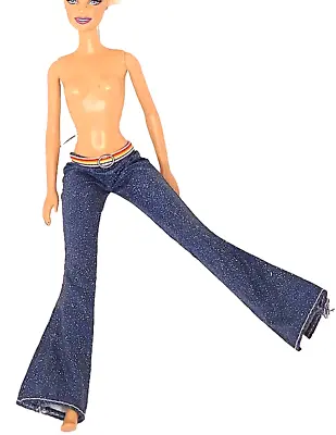 Buy BARBIE 90s Rainbow Belt Denim Glitter Jeans Effect Pants B527 • 8.24£
