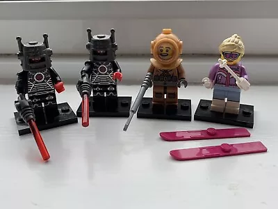 Buy 4 X Series 8 Lego MInifigures (2012): Evil Robot(2), Diver, Downhill Skier • 15£
