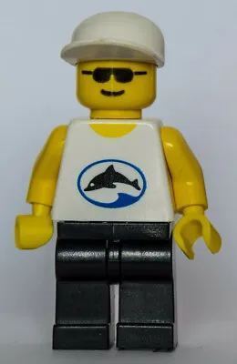 Buy LEGO® Minifigure Town Diver With White Dolphin T-Shirt White Cap - Div021 • 3.86£