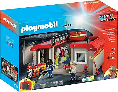 Buy PLAYMOBIL Take Along Fire Station 62PC 5663 NEW FREE SHIPPING GIFT TOY SET • 39.99£