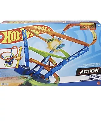 Buy Hot Wheels Tall Spiral Speed Crash Play Set Track Set Toy Car Motorized Booster • 34.98£