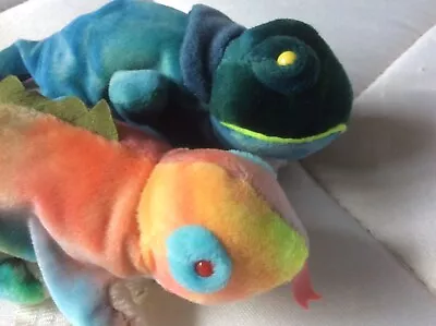 Buy TY Beanies Rainbow Chameleon & Iggy Iguana • 4.50£
