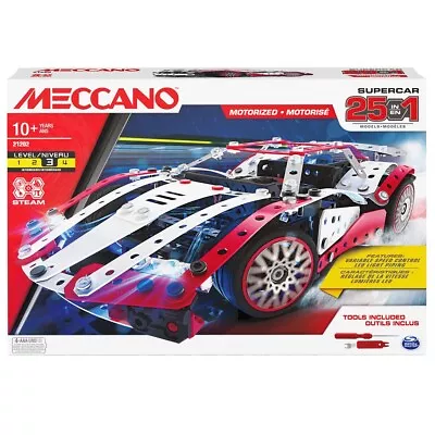 Buy Meccano 25 In 1 Motorized Supercar STEM Models 347 Pieces 21202 • 45£