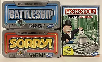 Buy Hasbro Sorry & Battleship Gaming Road Trip Full Game In Portable Case + Monopoly • 26.49£