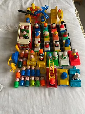 Buy Huge Vintage Fisher Price 20 Cars,Bus,Roundabout,Copter& 50 Little People Bundle • 25£