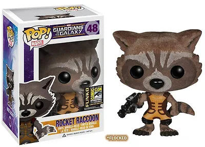 Buy Damaged Box Guardians Of The Galaxy Sdcc Exclusive Flocked Rocket Raccoon Pop • 19.95£
