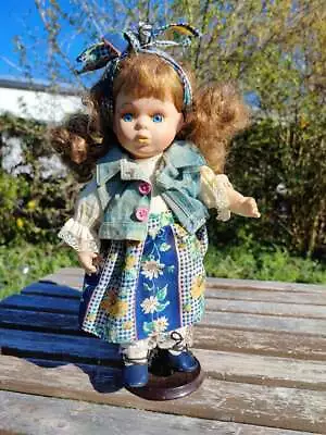 Buy Porzellan Doll In Flower Skirt And Jeans Vest Collector Doll 30cm • 30.65£