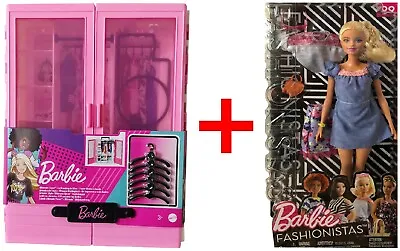 Buy Mattel Set Of 2 GBK11 Barbie Wardrobe + FRY79 Fashionistas Doll Jeans Dress • 31.96£
