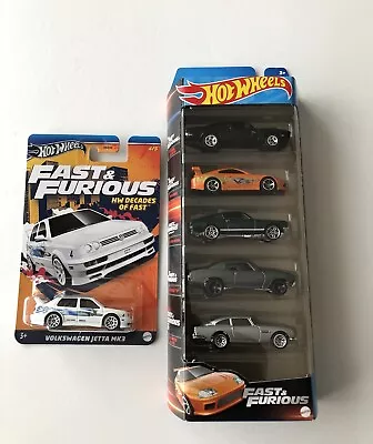 Buy Hot Wheels Fast & Furious Volkswagen Jetta MK3 & 5 Pack Of Cars - New & Sealed • 19.95£