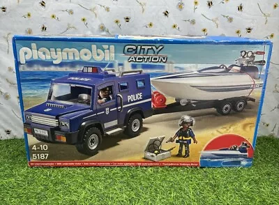 Buy Playmobil 5187 City Action Police Truck With Speedboat Brand New & Sealed • 44.99£