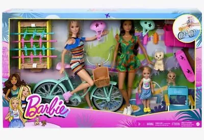 Buy Barbie Holiday Fun Set With 3 Dolls, Bicycle And Accessories • 59.99£