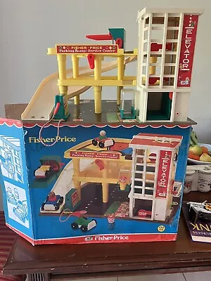 Buy VINTAGE FISHER PRICE GARAGE BOXED AND IN GC Parking Ramp Service Centre 930 • 95£
