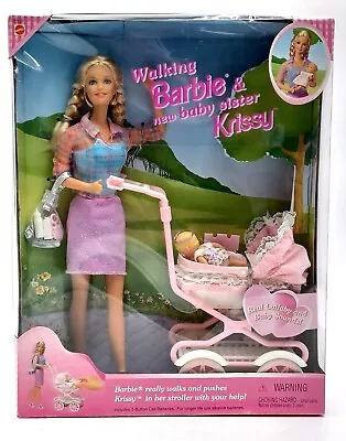 Buy 1999 Walking Barbie Doll & Baby Krissy / With Stroller / Mattel 22232, NrfB • 136.95£