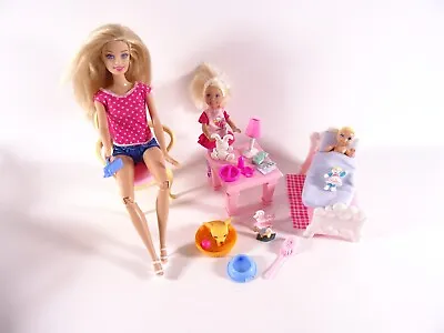 Buy Barbie Play Set Bundle Of 2 Kids (Chelsea And Baby) Table Chair Bed (12071) • 11.29£
