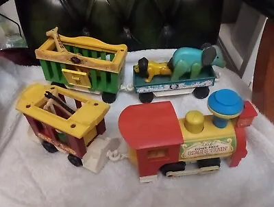 Buy FISHER PRICE - Circus Train With Carriages, Lion & Giraffe And Figures(1970's) • 0.99£