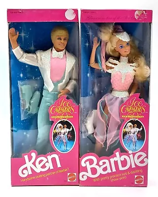 Buy 2x Mattel 1989 Ice Capades Barbie Doll: Barbie 7365 + Skating Ken 7375 / NrfB • 133.05£