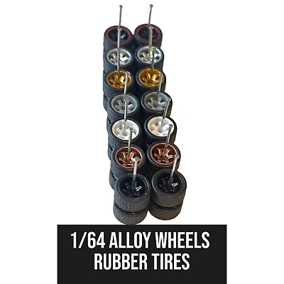 Buy 6 Spoke Custom Alloy 1:64 Wheels & Tyres Real Riders Rubber Hot Wheels TE37 • 4.25£