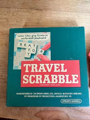 Buy Original Vintage 1960s Spears Games Travel Scrabble Complete In Box - 1021/11 • 12.50£