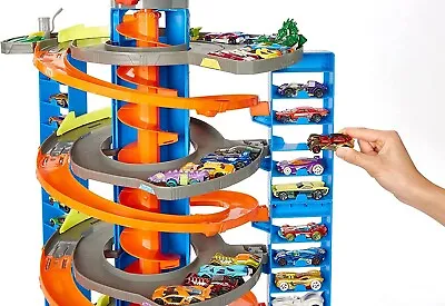 Buy Hot Wheels City Mega Garage Playset With Corkscrew Elevator Gift For Kids • 85£