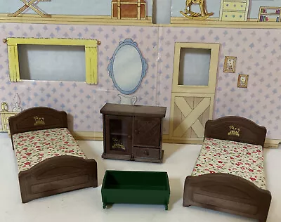 Buy MapleTown Calico Critters Sylvanian Badai Epoch Bedroom 4 Set Vintage Doll House • 17.37£