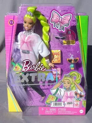 Buy 2021 Mattel HDJ44 NRFB Barbie EXTRA #11 Hair Fluo Green Oversize PARROT • 63.50£