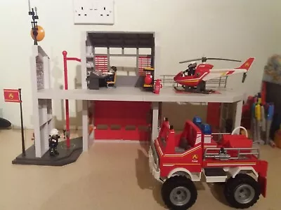 Buy PLAYMOBIL 9462 9466  Fire Station Helicopter Engine Truck - Working Alarms • 40£