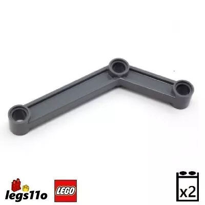 Buy LEGO [Pack Of 2] Bent Link With Three Holes (28978 / 64451) Dark Stone Grey • 1.13£