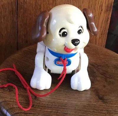 Buy Vintage Fisher Price Pull Along Brown And White Dog Babies Toddler Play Bb • 12£