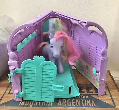 Buy Vintage Original My Little Pony Rainbow Swirl With Grooming Parlour Carry Stable • 16.99£
