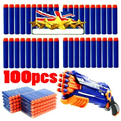 Buy 7.2cm Foam Bullets Darts For Kids Nerf Guns N-Strike Elite Blasters Series 100x • 5.97£