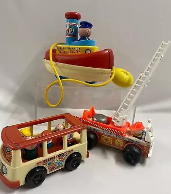 Buy Fisher Price Vintage Toys 1960s Mini Bus, Tuggy Tooter, Fire Engine Job Lot • 8.99£