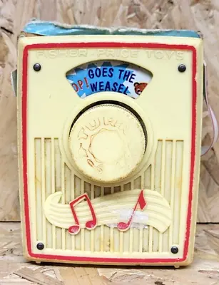 Buy Vintage 1972 Fisher Price Pop Goes The Weasel Wind Up Pocket Radio Music Box Toy • 14.99£