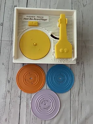 Buy Fisher Price Retro Music Box Record Player Toy  W/ 3 Song Discs Mattel 2010 • 23.65£