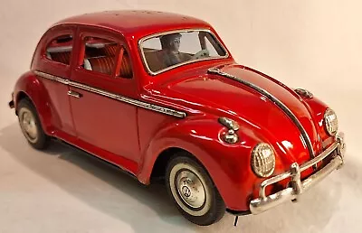 Buy ⭐️BIG 10 ⭐️ 1960s VW BEETLE BUG⭐️Battery-Op ⭐️WORKS ! BANDAI Tin Litho Friction  • 49.88£