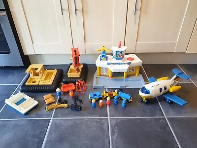 Buy Vintage Fisher Price Play Family Little People Bundle Airport,Offshore Cargo Rig • 50£