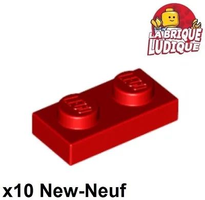 Buy LEGO 10x 1x2 2x1 Red/Red 3023 Flat Plate NEW • 1.50£