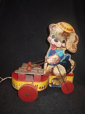 Buy Rare Vintage Fisher Price Wooden Fido Zilo 707 Wooden Pull Toy Xylophone Moving • 9.99£