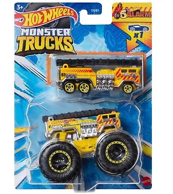 Buy Hot Wheels Monster Trucks 5Alarmr 1:64 + Bonus Fire Engine Die Cast Car NEW • 12.99£