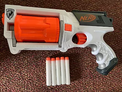 Buy NERF Gun N-Strike Maverick Rev-6 White Blaster Revolver With Darts • 7£