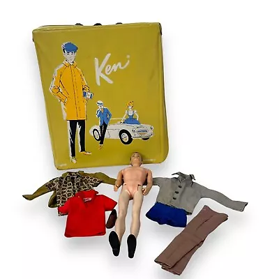 Buy Mattel Ken Lot Vintage 60s Case Yellow Clothing Doll Shoes Original 1962 Barbie • 124.28£