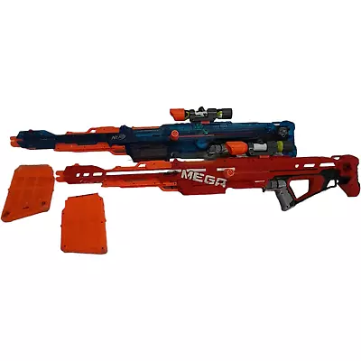 Buy 2 X Nerf Mega Centurion Red & Blue With Clips - No Darts • 14.99£