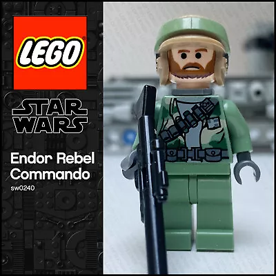Buy GENUINE LEGO Star Wars Minifigure  Endor Rebel Commando - Beard Sw0240 8038 • 9.99£