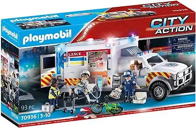 Buy Playmobil Kids Playset Rescue Vehicles: Ambulance With Lights Childrends 70936 • 68.29£