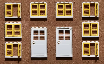 Buy LEGO Windows And Doors For House (pack Of 10) 1x4x3 SLIM White Yellow BRAND NEW  • 8.47£