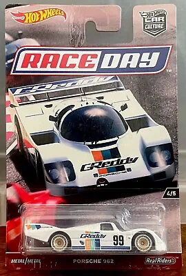 Buy Hot Wheels Porsche 962 White Race Day Car Culture Real Riders 2016 Die-cast • 26£