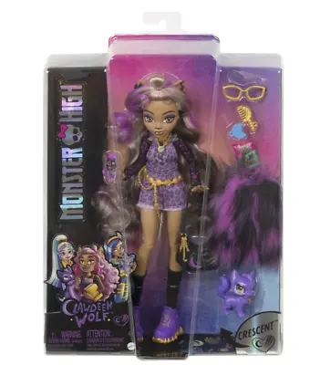 Buy Mattel Monster High Doll Clawdeen Wolf With Pet Dog Purple Streaked Hair New • 46.10£