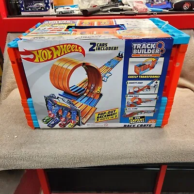 Buy 2018 Hot Wheels Race Crate Stunt Set Track Builder System 8 Feet Of Track 2 Cars • 108.85£