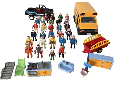 Buy Playmobile Spare/repair Bundle . 29 Figures,school Bus, 4x4 Venhicle, Trailer • 8£