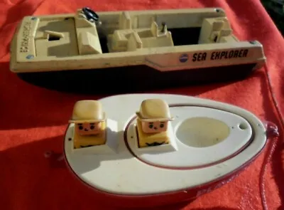 Buy Vintage 76 Fisher Price Sea Explorer BOAT ONLY  + PLAYSKOOL 2 LIFEBOATS + 2 FIGS • 5.50£